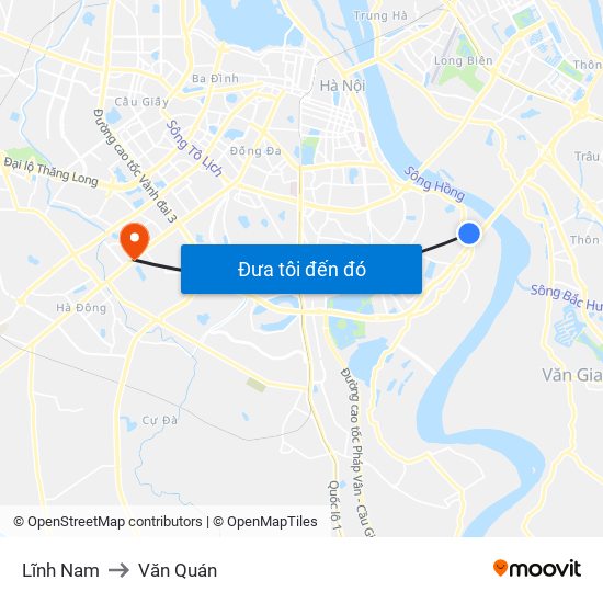 Lĩnh Nam to Văn Quán map
