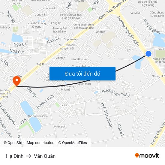 Hạ Đình to Văn Quán map