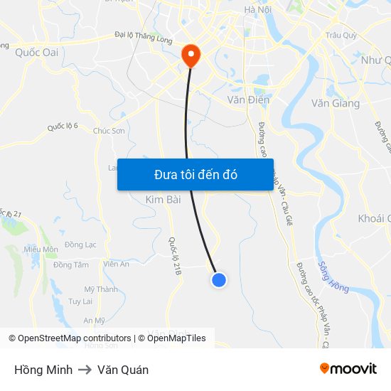 Hồng Minh to Văn Quán map