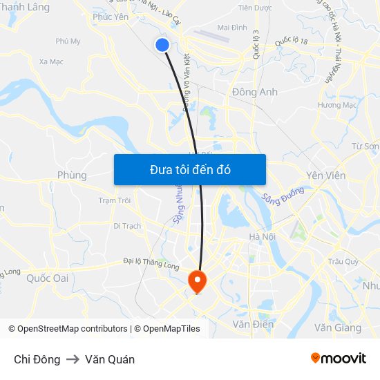 Chi Đông to Văn Quán map