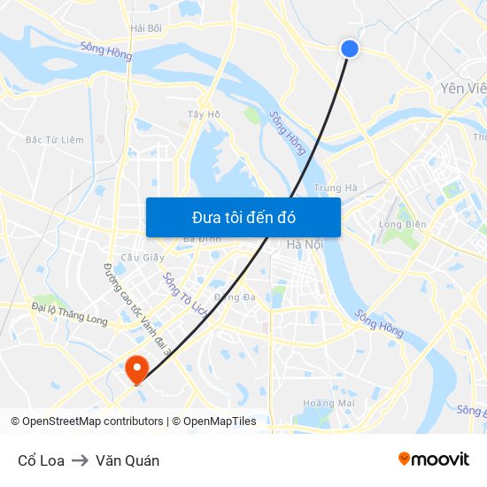 Cổ Loa to Văn Quán map