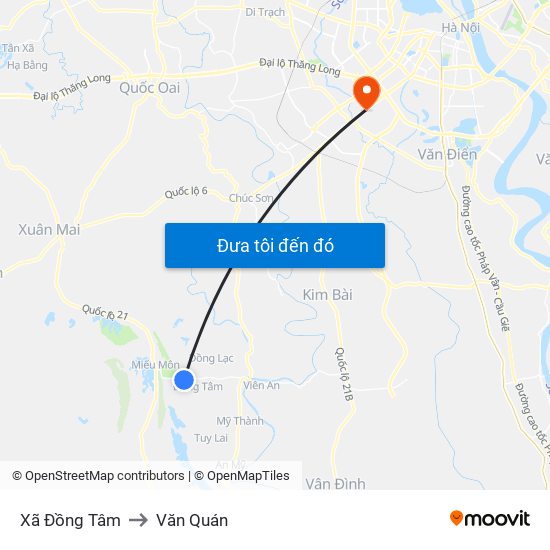 Xã Đồng Tâm to Văn Quán map