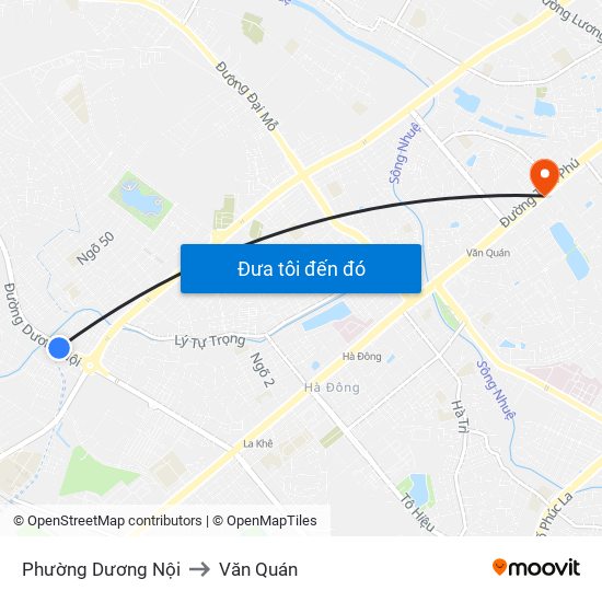 Phường Dương Nội to Văn Quán map