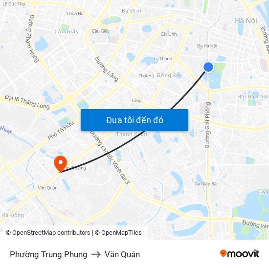 Phường Trung Phụng to Văn Quán map
