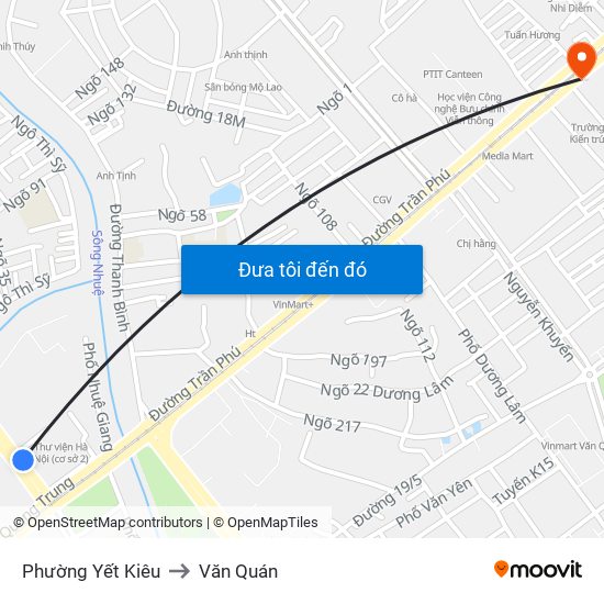 Phường Yết Kiêu to Văn Quán map