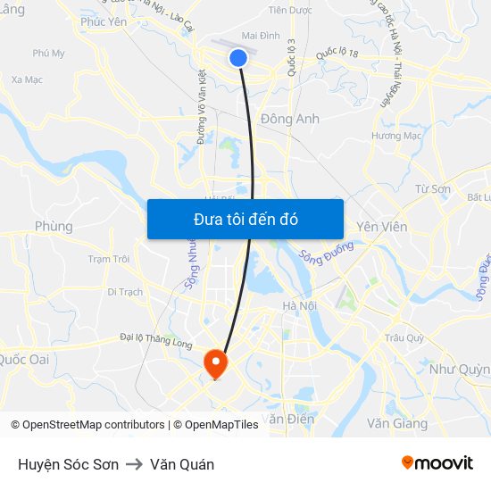 Huyện Sóc Sơn to Văn Quán map