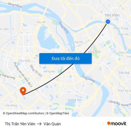 Thị Trấn Yên Viên to Văn Quán map