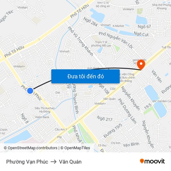 Phường Vạn Phúc to Văn Quán map