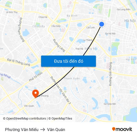 Phường Văn Miếu to Văn Quán map