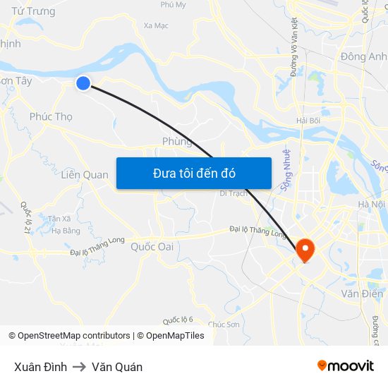 Xuân Đình to Văn Quán map