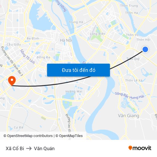 Xã Cổ Bi to Văn Quán map