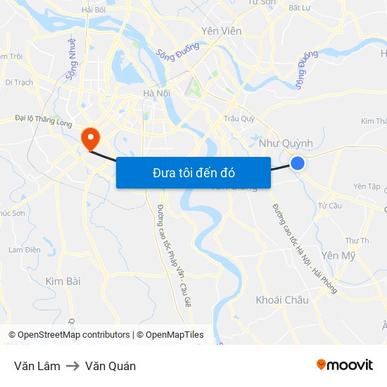 Văn Lâm to Văn Quán map