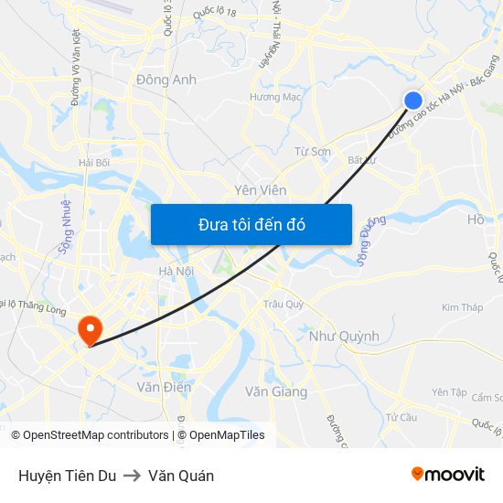 Huyện Tiên Du to Văn Quán map