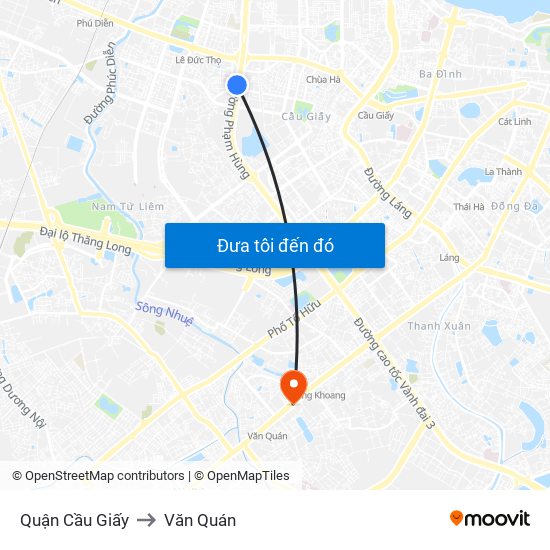 Quận Cầu Giấy to Văn Quán map