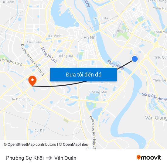 Phường Cự Khối to Văn Quán map