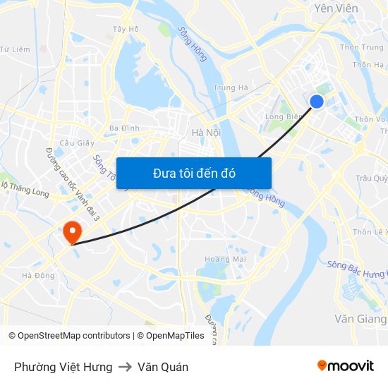 Phường Việt Hưng to Văn Quán map