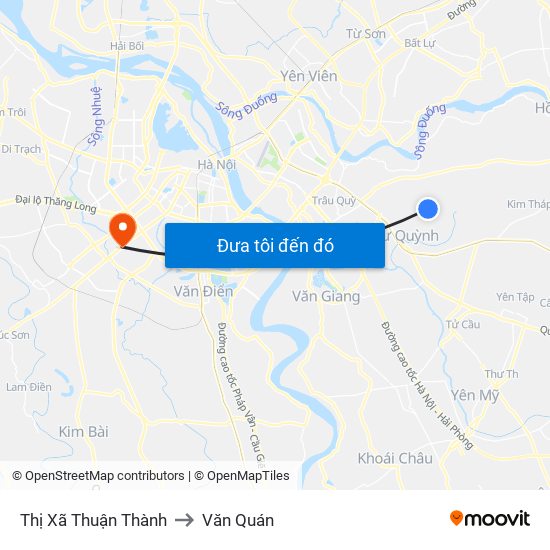 Thị Xã Thuận Thành to Văn Quán map