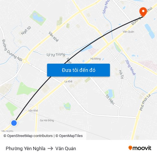 Phường Yên Nghĩa to Văn Quán map