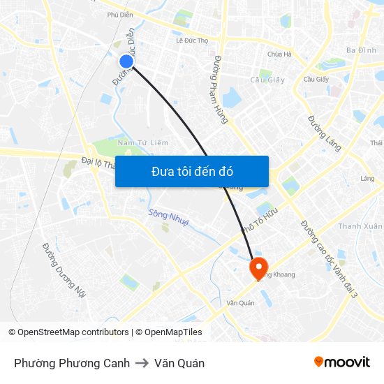 Phường Phương Canh to Văn Quán map