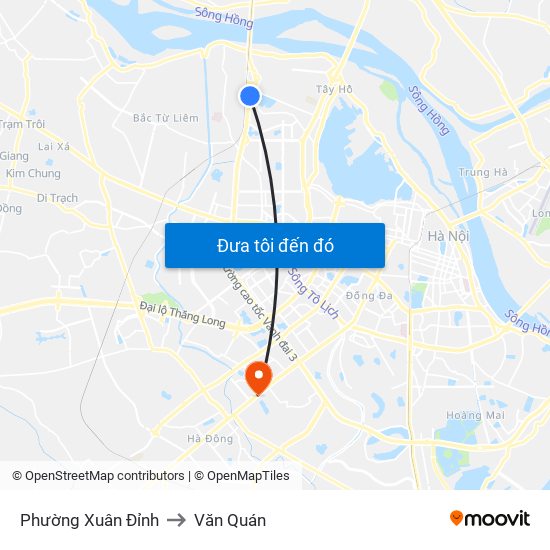 Phường Xuân Đỉnh to Văn Quán map