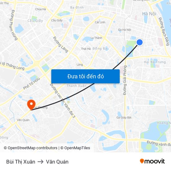 Bùi Thị Xuân to Văn Quán map