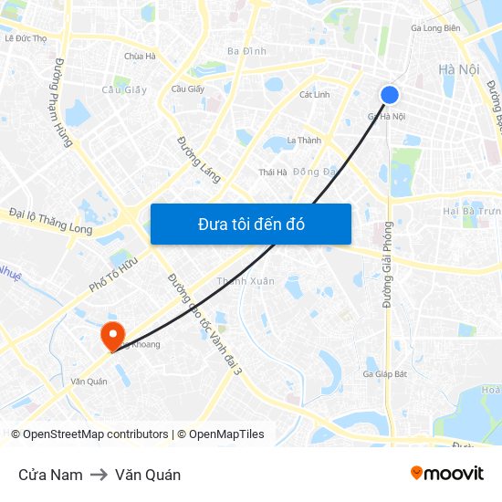 Cửa Nam to Văn Quán map