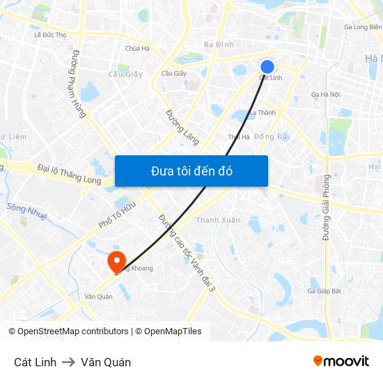 Cát Linh to Văn Quán map