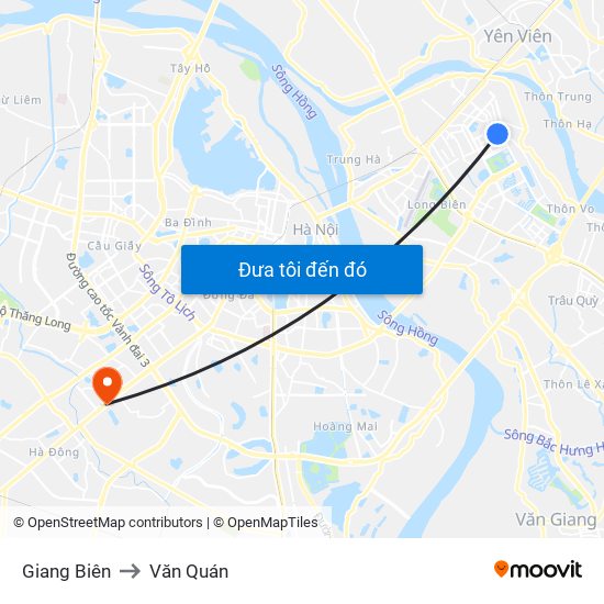 Giang Biên to Văn Quán map