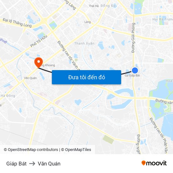 Giáp Bát to Văn Quán map