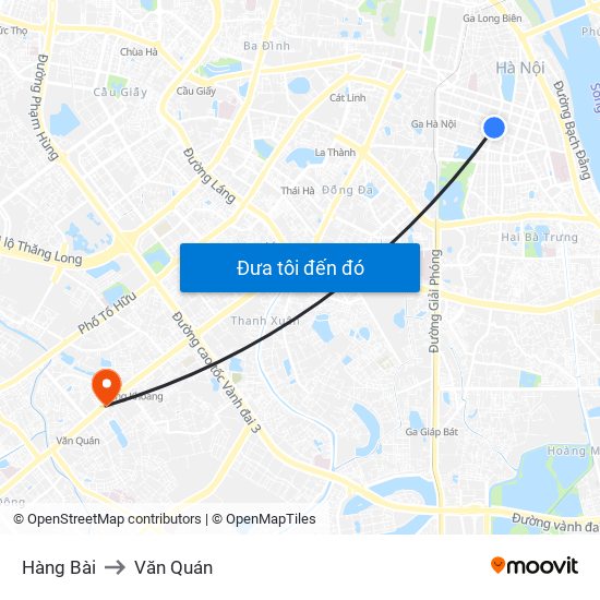 Hàng Bài to Văn Quán map