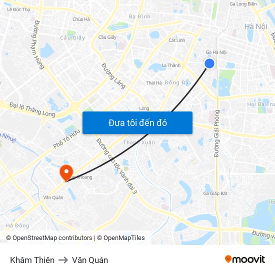 Khâm Thiên to Văn Quán map