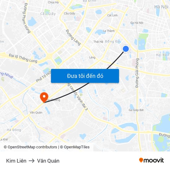 Kim Liên to Văn Quán map