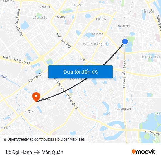 Lê Đại Hành to Văn Quán map