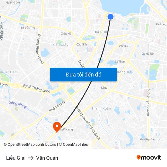 Liễu Giai to Văn Quán map