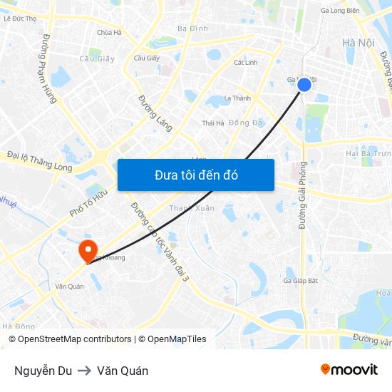 Nguyễn Du to Văn Quán map