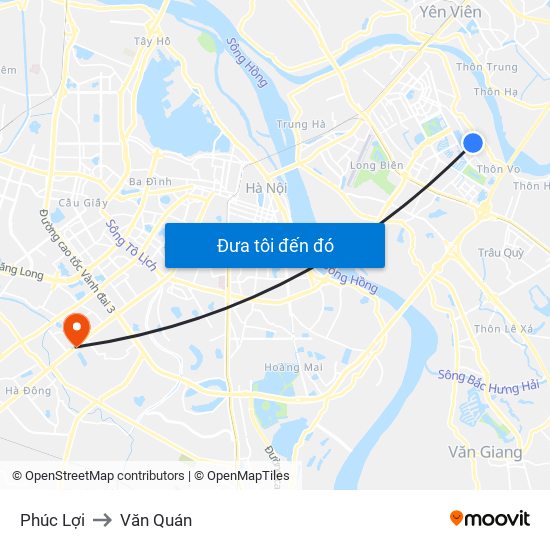 Phúc Lợi to Văn Quán map