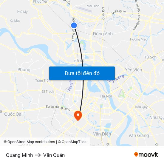 Quang Minh to Văn Quán map