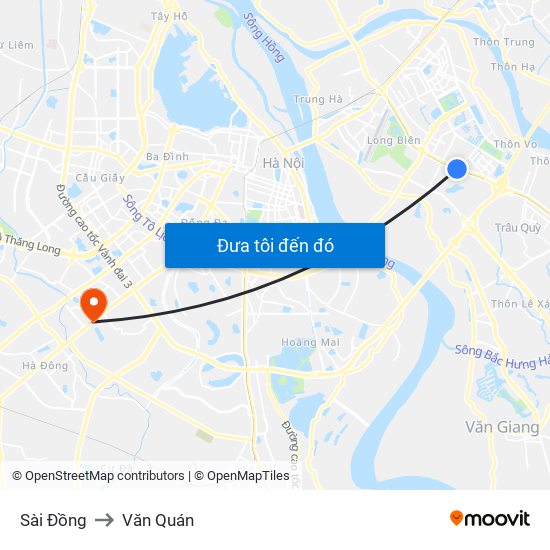 Sài Đồng to Văn Quán map