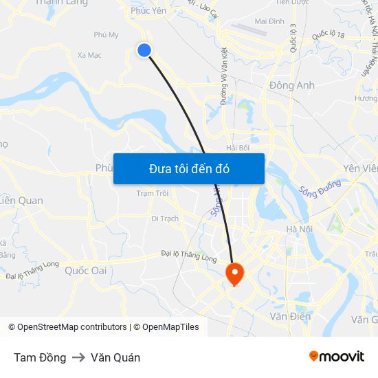 Tam Đồng to Văn Quán map