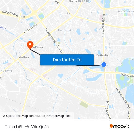 Thịnh Liệt to Văn Quán map