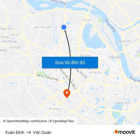 Xuân Đỉnh to Văn Quán map
