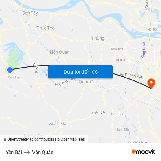 Yên Bài to Văn Quán map