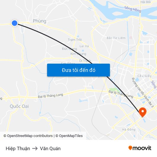 Hiệp Thuận to Văn Quán map