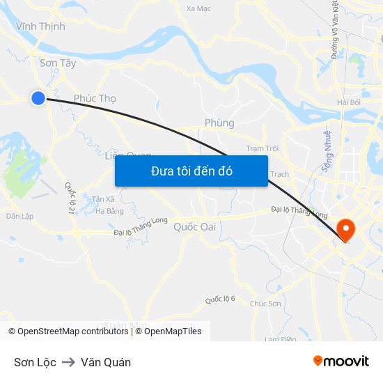 Sơn Lộc to Văn Quán map