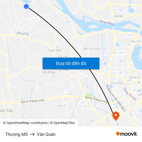 Thượng Mỗ to Văn Quán map