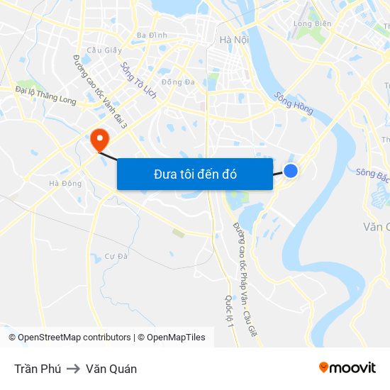 Trần Phú to Văn Quán map