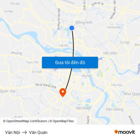 Vân Nội to Văn Quán map