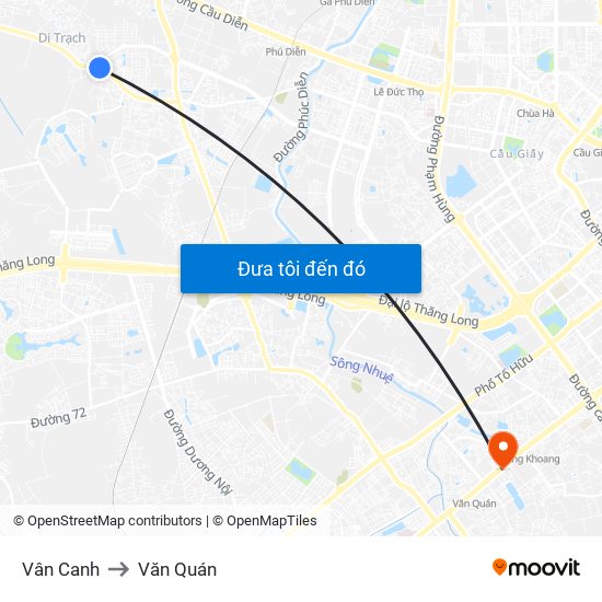 Vân Canh to Văn Quán map