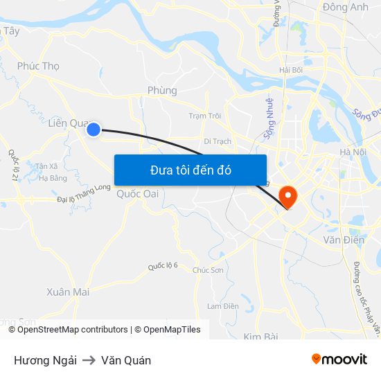Hương Ngải to Văn Quán map