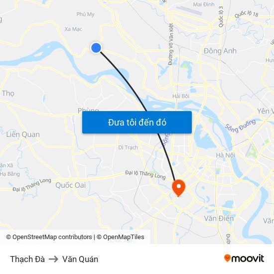 Thạch Đà to Văn Quán map
